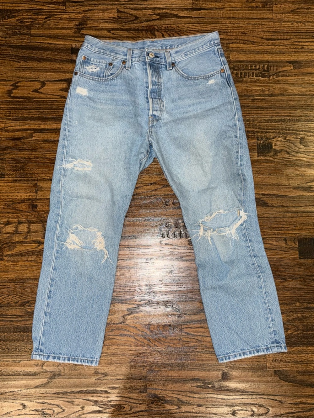 Vintage 90s Levi's 501 Button Fly Jeans 30x26 Straight Distressed Denim Jeans